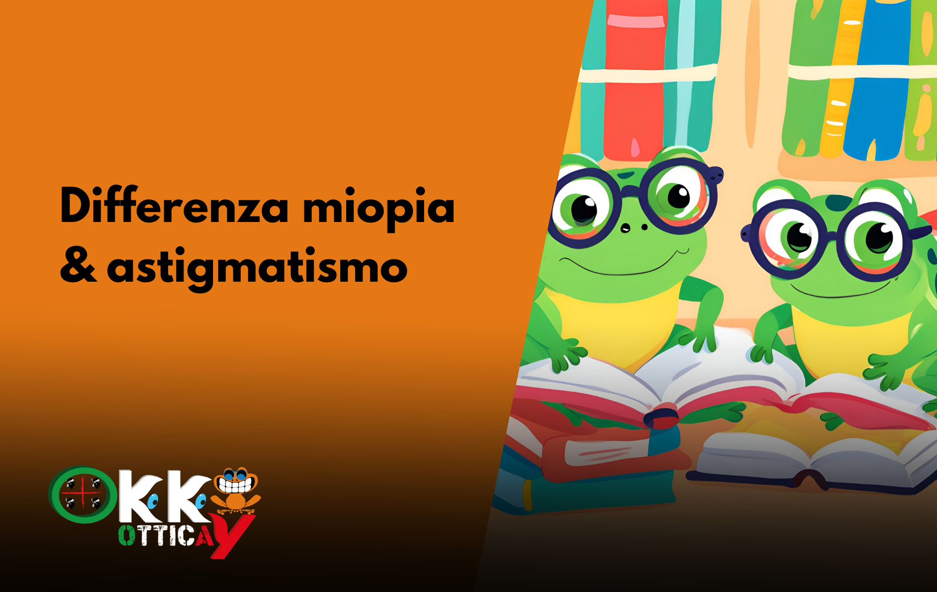 Due ranocchie in stile cartoon indossano gli occhiali per la lettura di un libro